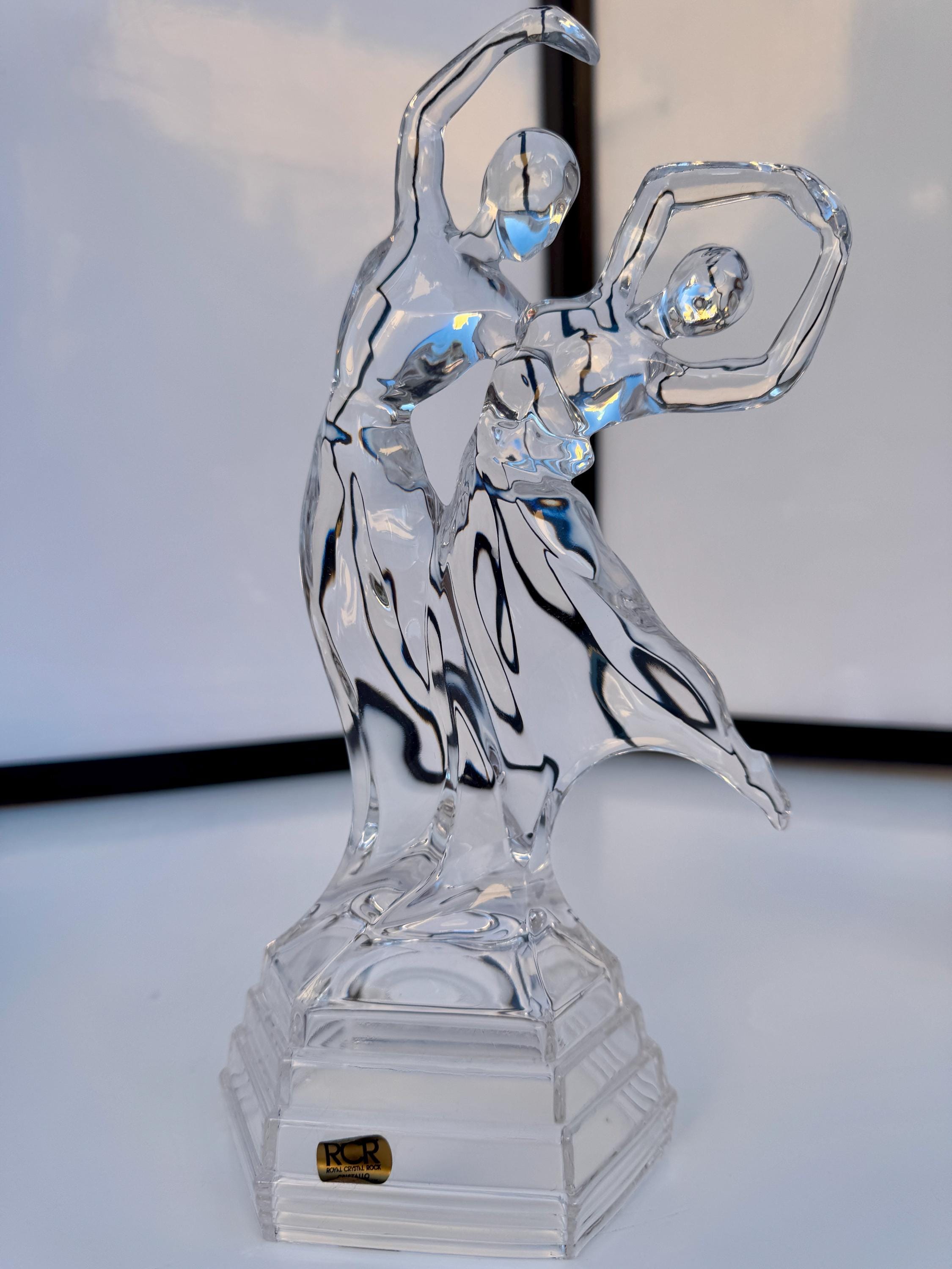 Vintage RCR Italian Crystal Dancing Couple Figurine | Modern Art