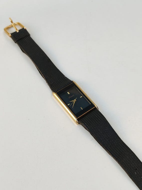 Orient Tank Rectangular Black and Gold Quartz Wat… - image 7