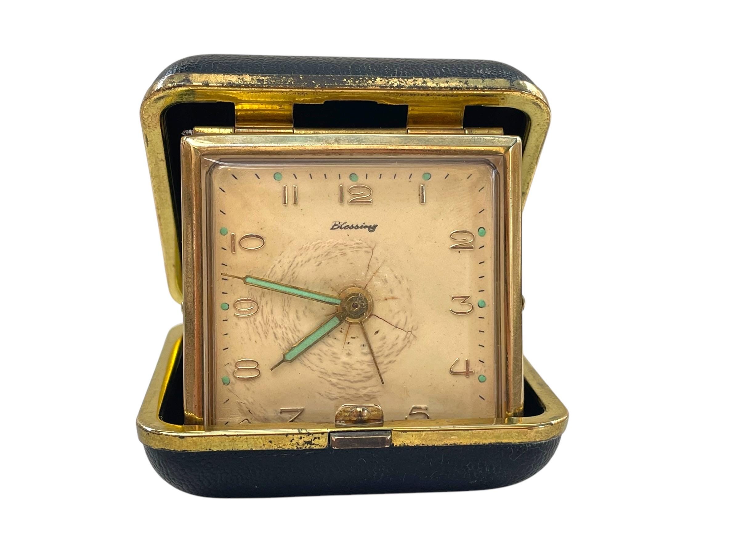 Ancien réveil mécanique BLESSING à double cloches - années 1950