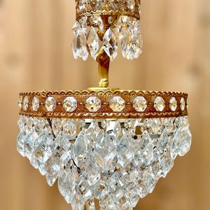 Antique crystal and brass chandelier pendant light