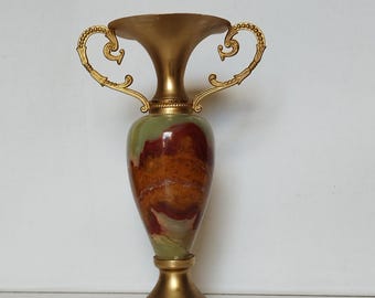 Art Nouveau Vase in Onyx and Bronze