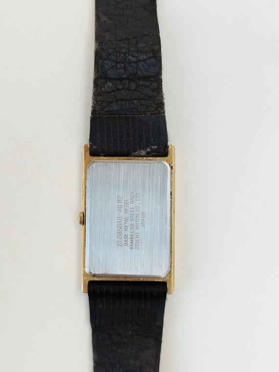 Orient Tank Rectangular Black and Gold Quartz Wat… - image 3