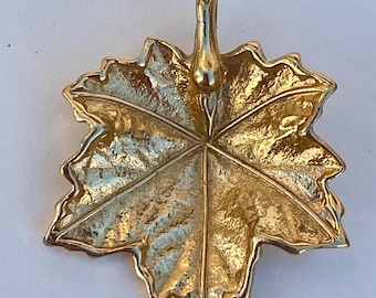 Vintage Trifari Gold Tone Maple Leaf Pendant | Mid-Century Costume Jewelry