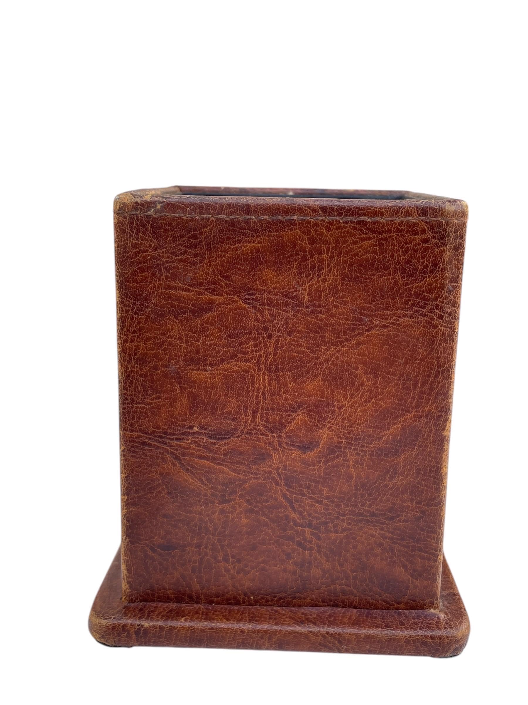 vintage leather pen holder