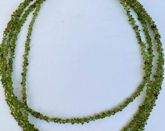 Vintage Multi Strand Natural Peridot Chip Necklace