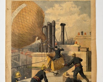 1894 Le Petit Journal Balloon Rescue Illustration – Belle Époque French Newspaper