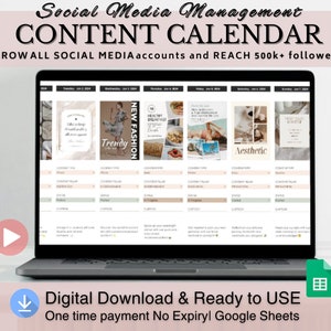 Content planner | Social media Content Calendar, Social media manager Content Calendar Social media Planner Google Sheets Planner template