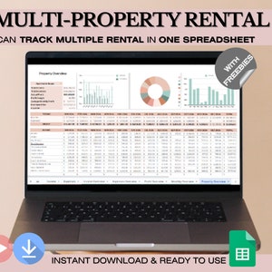 Rental Property Spreadsheet| Multi-property Income and expenses spreadsheet Google sheets Airbnb Template, Rental Income, Airbnb spreadsheet