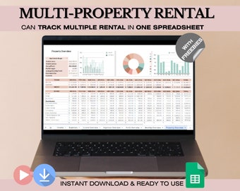 Rental Property Spreadsheet| Multi-property Income and expenses spreadsheet Google sheets Airbnb Template, Rental Income, Airbnb spreadsheet