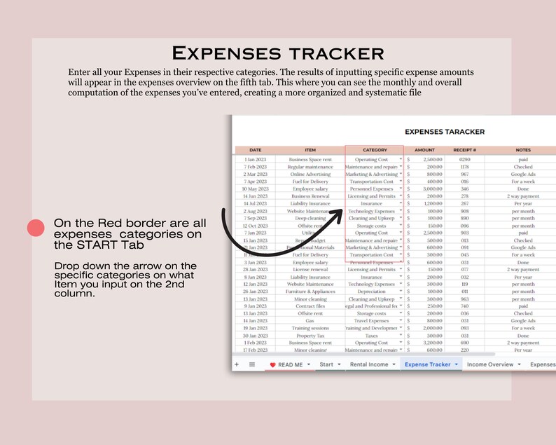 Rental Property Spreadsheet Rental Property Bookkeeping, Landlord