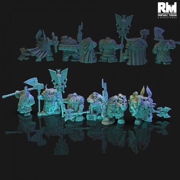 Fantasy Dwarves Heroes - KANAGLIM RECLAIMED HEROES - 3d printed single miniature or bundle option - wargames dwarves heroes