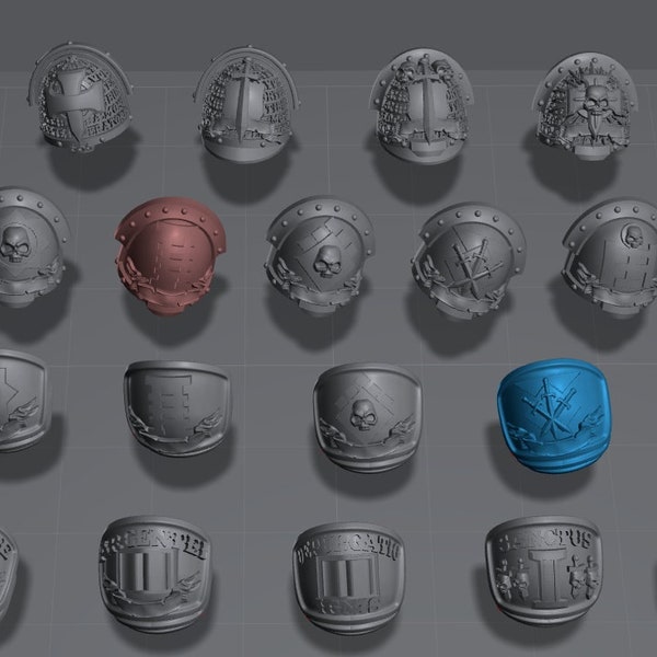 « kits » Silver Warden - épaulettes, supports arrière et têtes pour votre gardien d’argent - bits pour les wargames de science-fiction - imprimé en 3D 9k