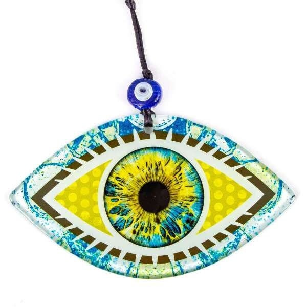 Glas Böses Auge 17x18 Nazar Evil Eye Talisman Wandbehang Wandkunst Wandschmuck Wanddeko Schutzsymbol Glückssymbol Wohnkultur Accessoire