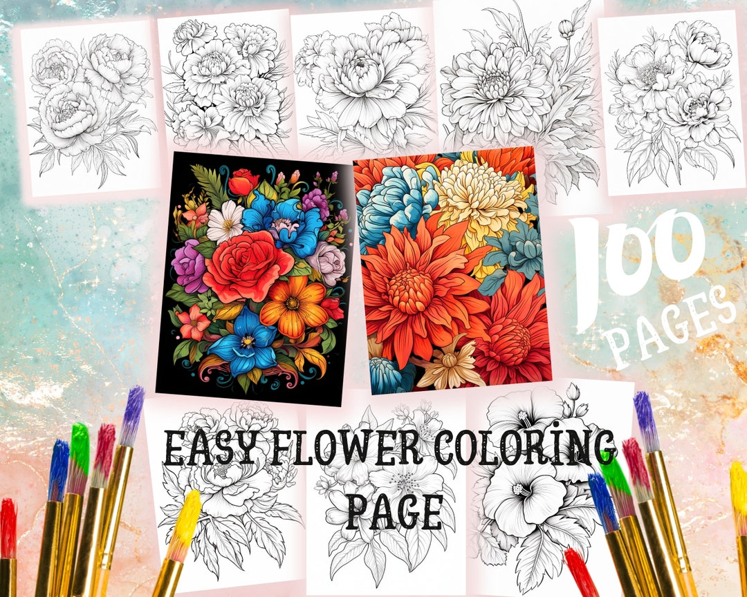 Easy Flower Coloring Pages, Flowers, Coloring Books, Coloring Pages ...