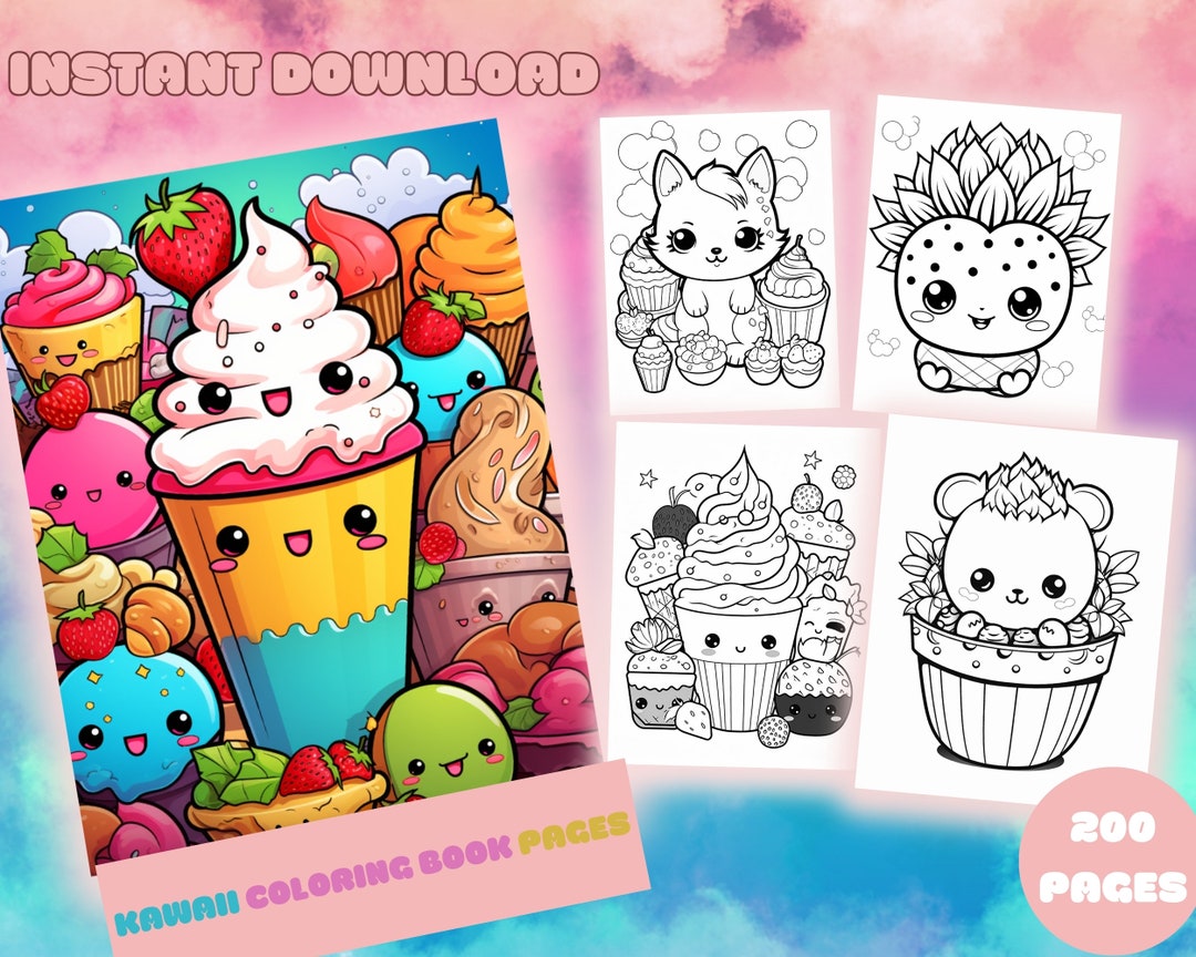 Kawaii Coloring Pages 200 Pages Cute Coloring Pages for Kids and Adults ...