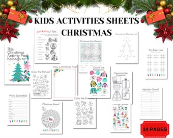 Christmas Activity Bundle, Family Christmas Games, Christmas Printable Activity Book, Christmas Preschool Printable, Homeschool Printable