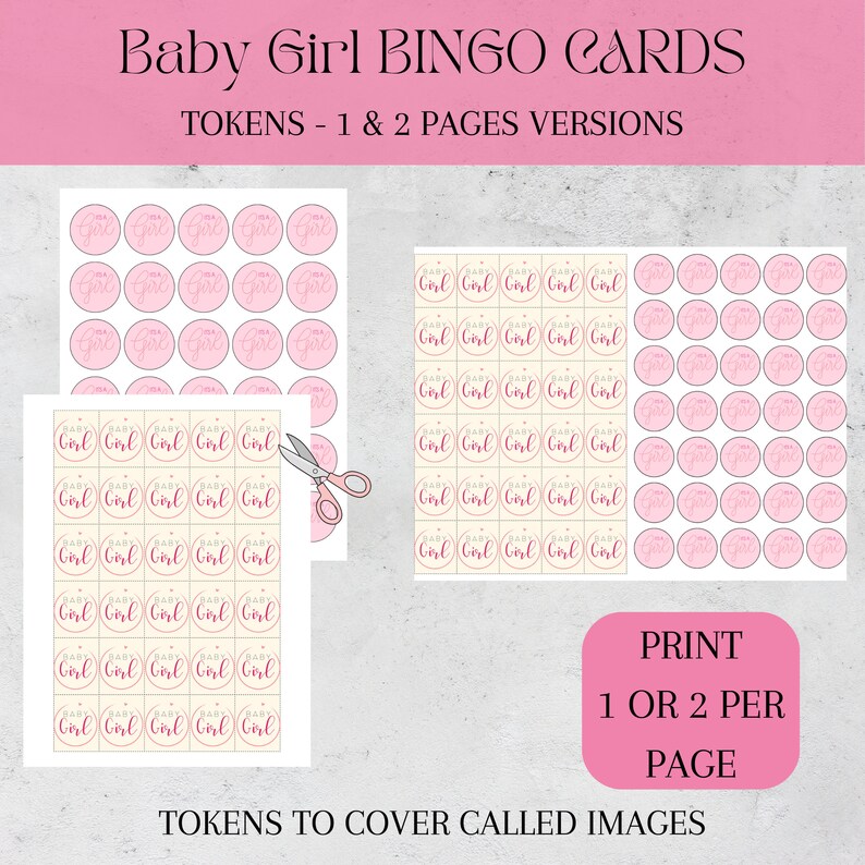 Baby Girl Bingo, 30 Baby Shower Bingo Cards, Baby Girl Shower Printable ...