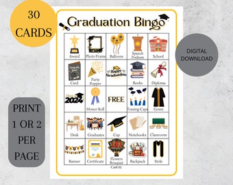 Bingo di laurea, 30 carte Bingo di laurea, Idee per feste di laurea, Gioco per feste di laurea, Attività di laurea, Giochi di laurea, Stampabile