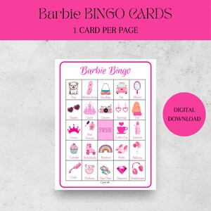 Barbie Bingo 30 Printable Barbie Bingo Cards Princess Birthday