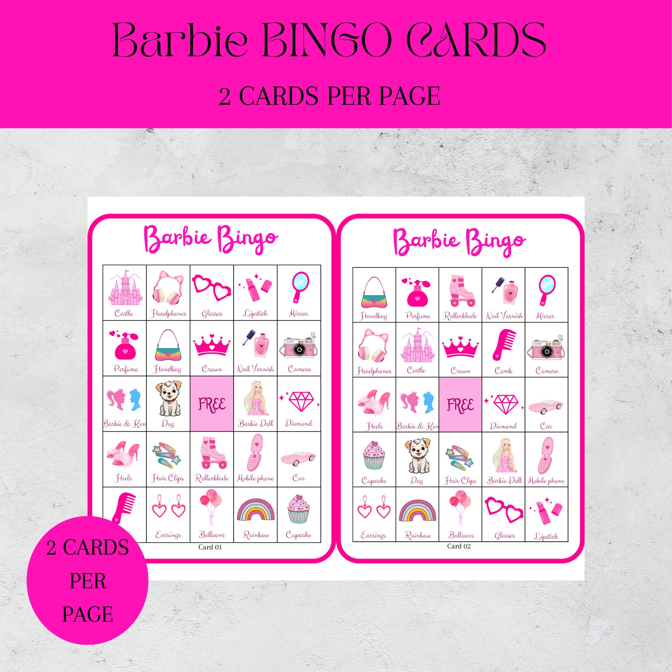 Barbie Bingo, 30 Printable Barbie Bingo Cards, Princess Birthday ...