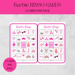 Barbie Bingo 30 Printable Barbie Bingo Cards Princess Birthday