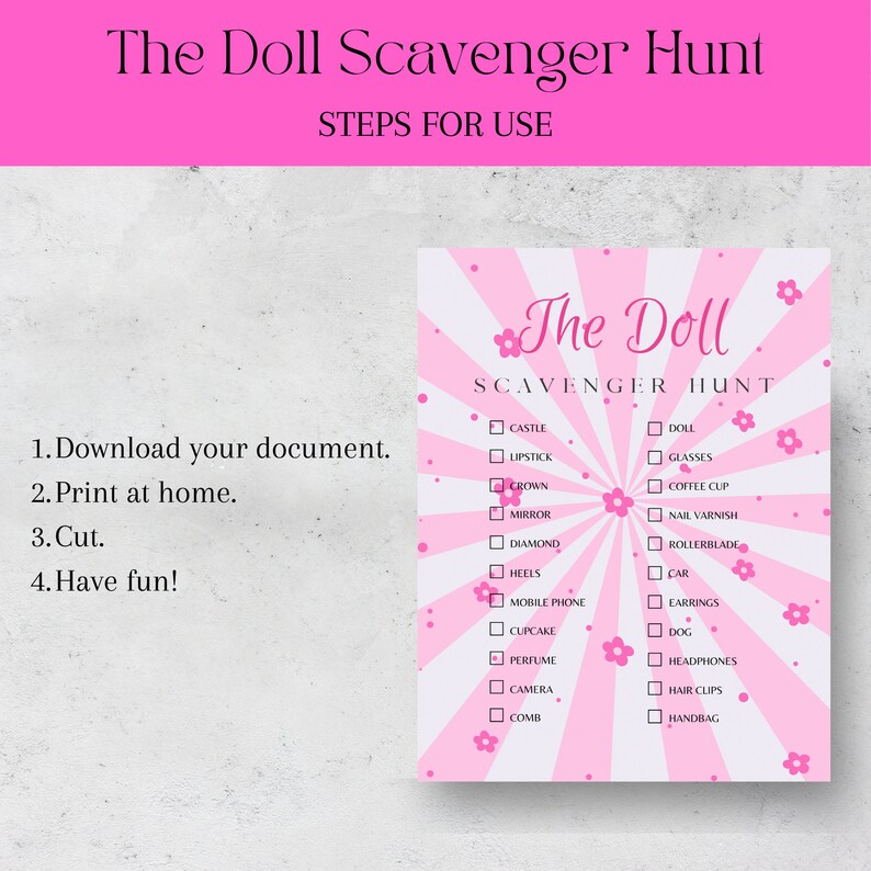 The Barbie Doll Scavenger Hunt for Kids, Indoor Outdoor Barbie Game ...