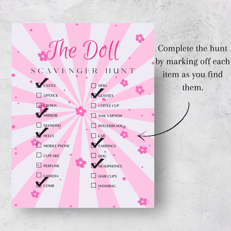 The Barbie Doll Scavenger Hunt for Kids, Indoor Outdoor Barbie Game ...