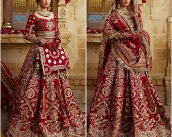 Red lehenga choli Pakistani Dresses Wedding Clothes Latest Bridal mehndi nikkah dress eid party Indian suit walima outfit custom stitched