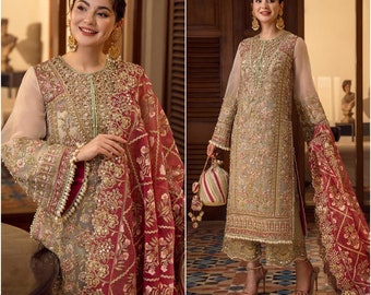 Latest Pakistani Indian Wedding Dresses embroidery clothes Organza shirt dress collection eid party suit salwar kameez stitched for mehndi