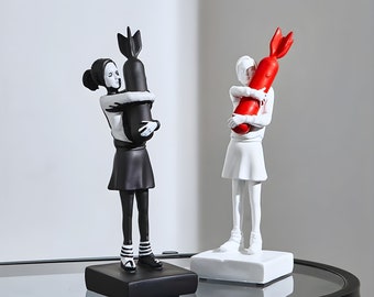 Banksy Girl Bomb Statue - Meisje knuffelbom, Banksy-sculptuur, symbool van vrede, straatkunstbeeldje, modern interieur