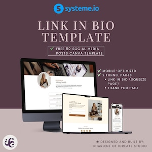Systeme.io Link in Bio Template Minimalist Brown Link in Bio Funnel Template Premium Lead Funnel Template Premium Systeme.io Landing Page