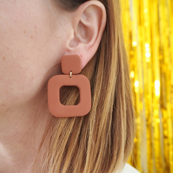 Boucles d’oreilles pâte polymère GLOW - Terracotta | Fait main en France