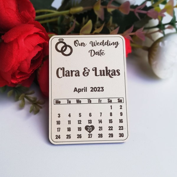 Wooden Wedding Magnet, Save the Date Guest Gift, Engagement Thank You Magnets, Wooden Baby Magnet, Rustic Special Day Wood Magnet, Calendar.