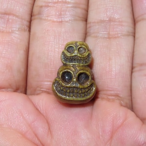 Nepal Tibet Buddhist Carved Yak Bone Twins Headed Citipati Skull Mala Prayer Guru Bead (g9)