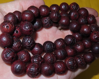 55x Tibetan Buddhist Carved Phoenix Eyed Bodhi Citipati Skulls Mala Prayer Bead (c16)