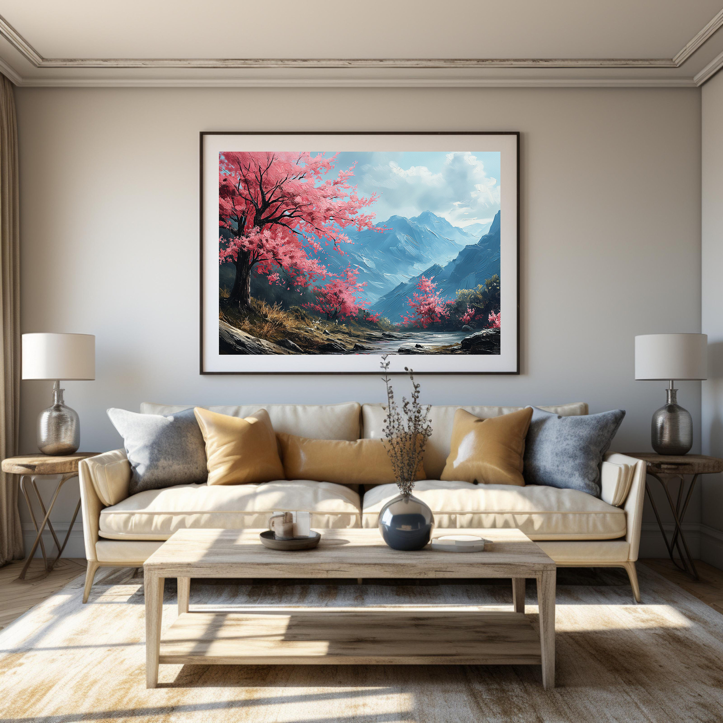 Cherry Blossom Tree Wall Decor for Living Room Cherry Blossom Tree Oil ...