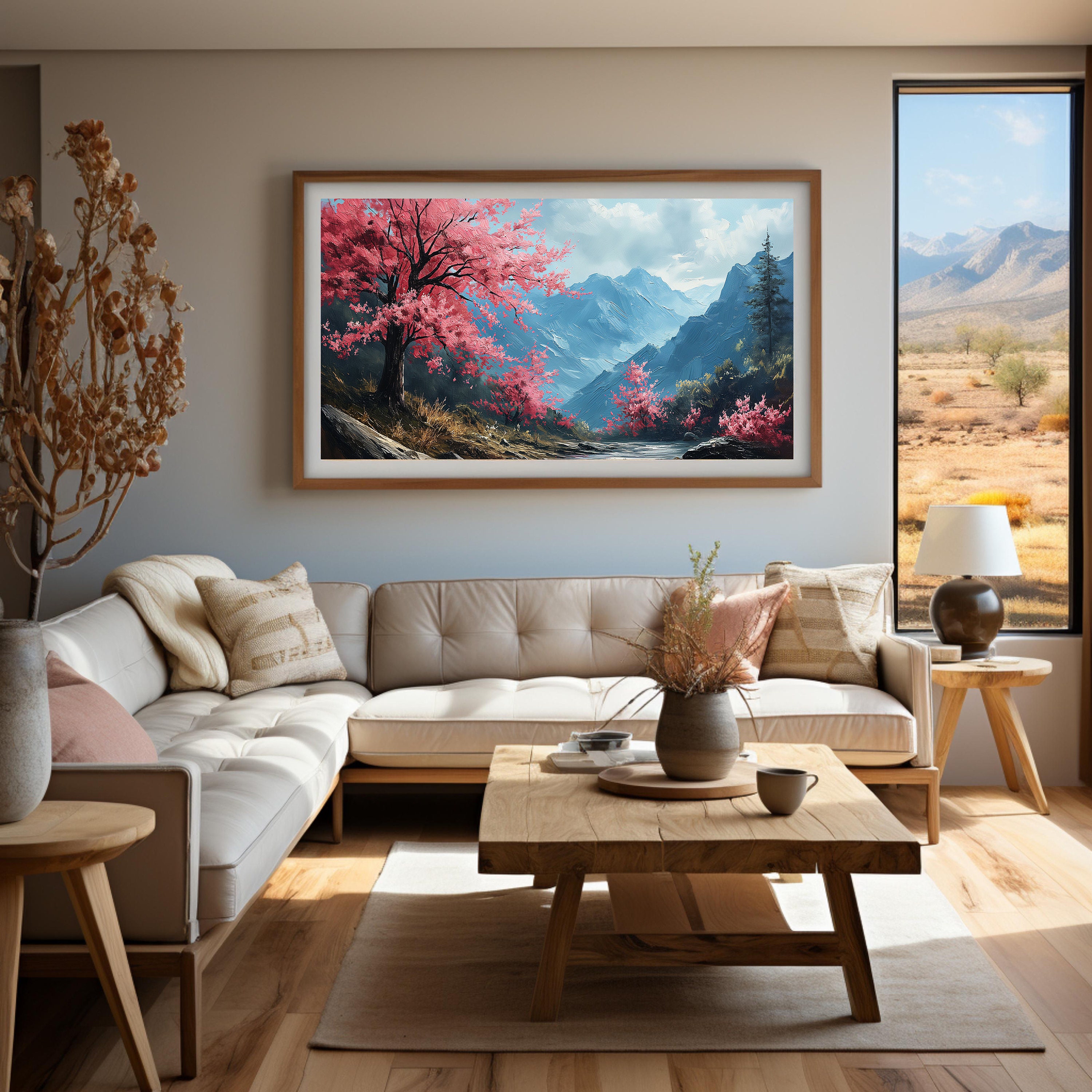 Cherry Blossom Tree Wall Decor for Living Room Cherry Blossom Tree Oil ...
