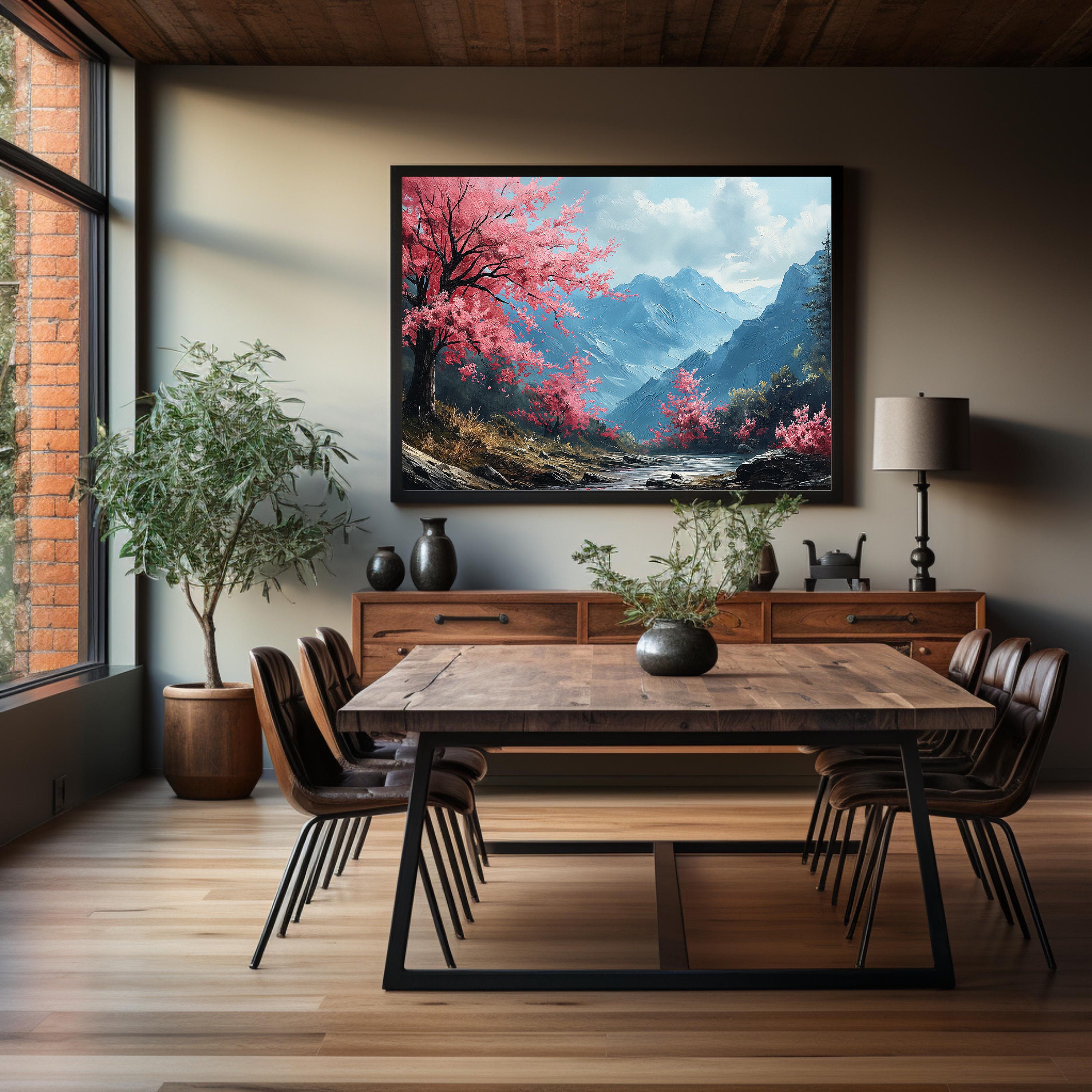 Cherry Blossom Tree Wall Decor for Living Room Cherry Blossom Tree Oil ...