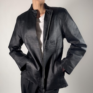Vintage Joy Echtleder Jacke | Schwarz