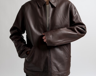 Trussardi Lamb Leather Jacket | Dark Brown