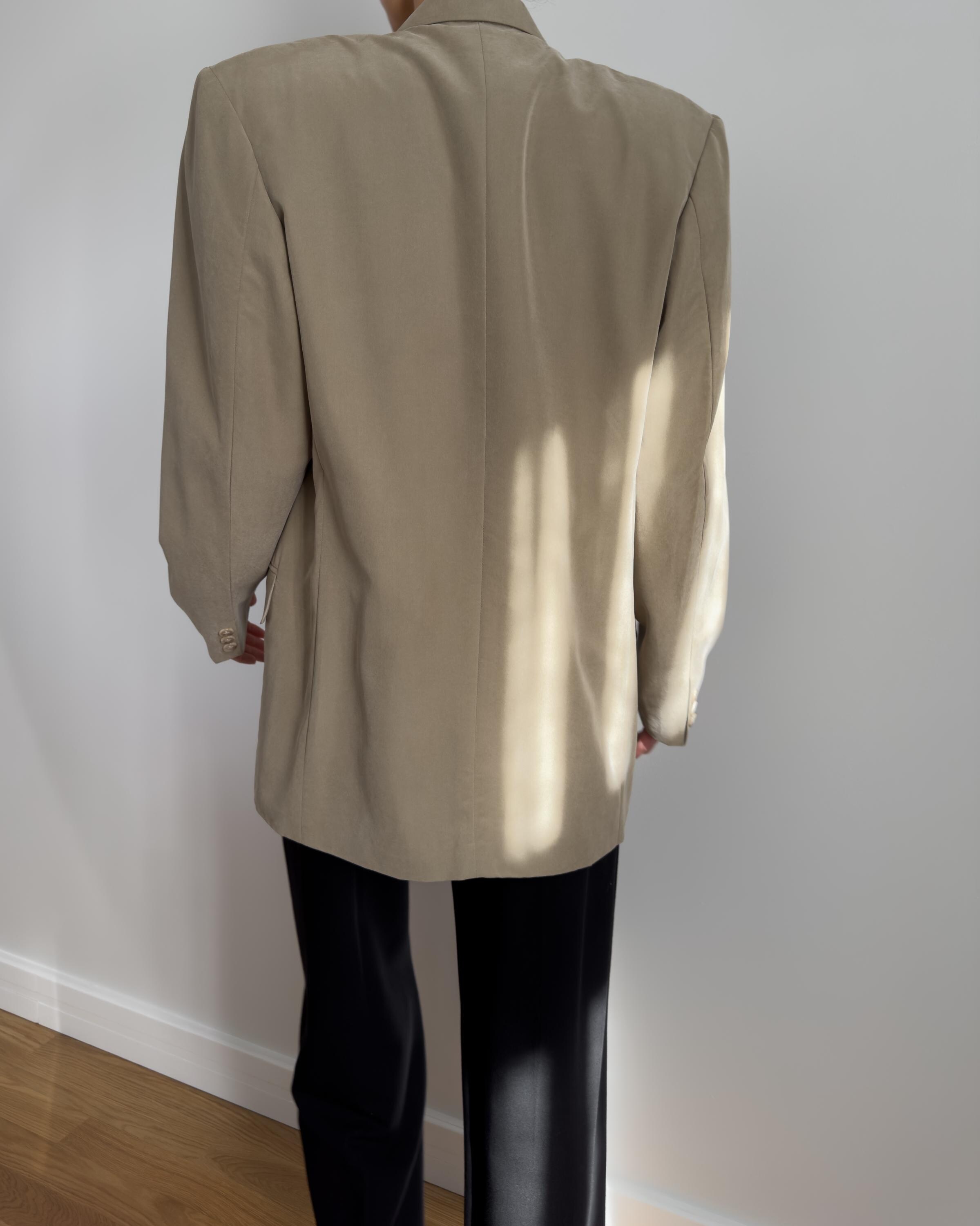 ジャケット・アウター 90s sheer beige double-breasted jacket 90s Double Breasted Blazer | Soft Beige - Etsy