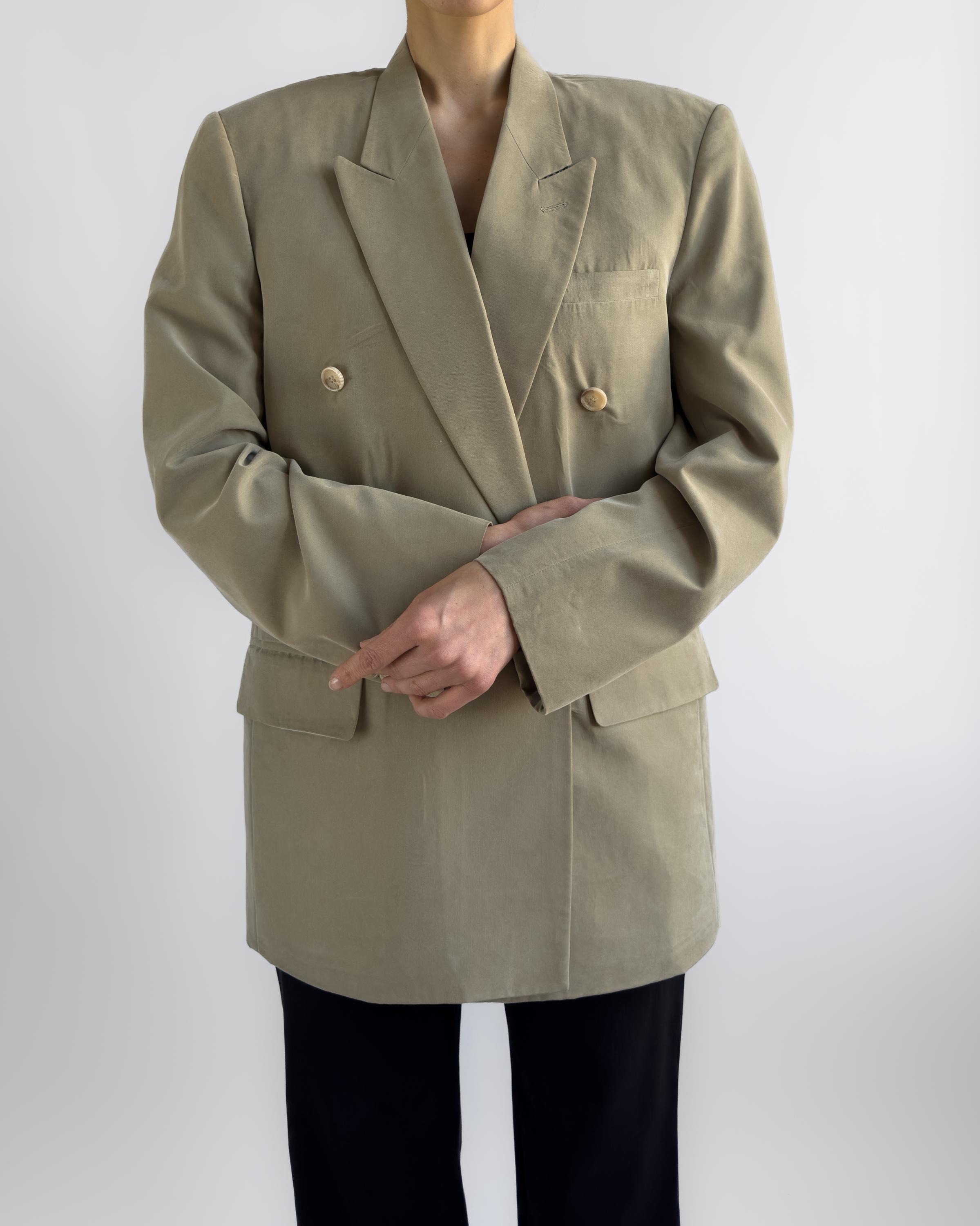 ジャケット・アウター 90s sheer beige double-breasted jacket 90s Double Breasted Blazer | Soft Beige - Etsy