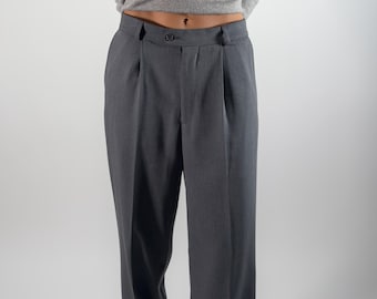 Vintage Viscose Blend Suit Trousers | Grey