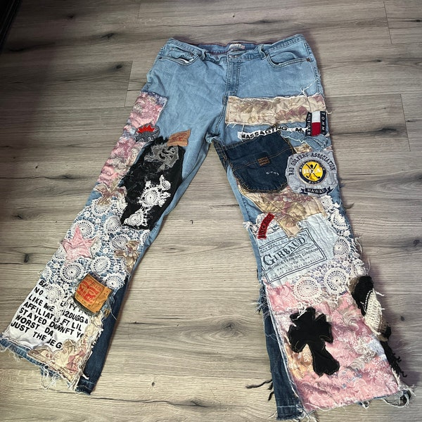 Patchwork Jeans - Etsy