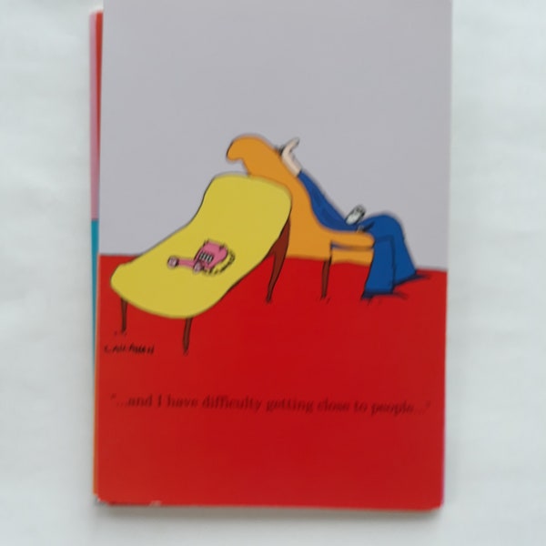 Vintage 1980s John Callahan Blank Greeting Card And I have difficulty getting close to people from Noble Works