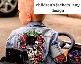 Children’s jackets, Hand-painted with paints, Custom children’s jacket, Denim children’s jacket