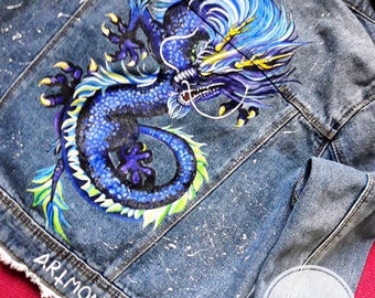 Children’s jackets, Hand-painted with paints, Custom children’s jacket, Denim children’s jacket