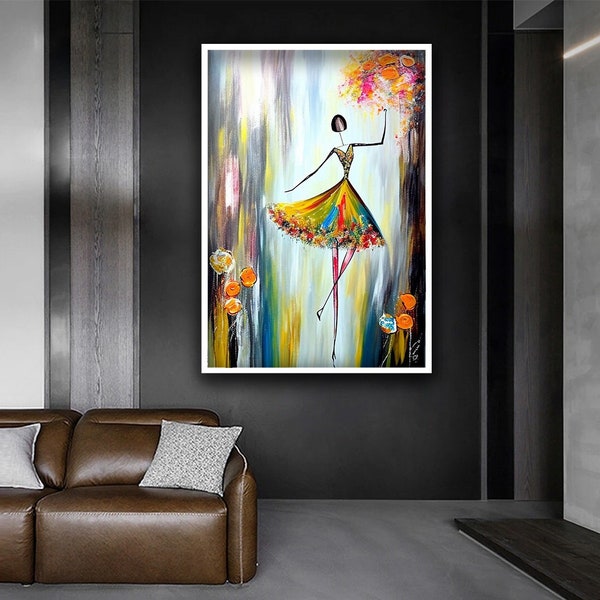 Ballerina canvas, Colorful ballerina painting, Ballerina girl wall art, ballerina panel, ballerina poster, Ballerina Print,ballerina mural