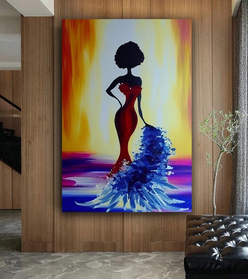 Modern Woman Canvas, Black Woman Canvas, Colorful Art, Woman Wall Art