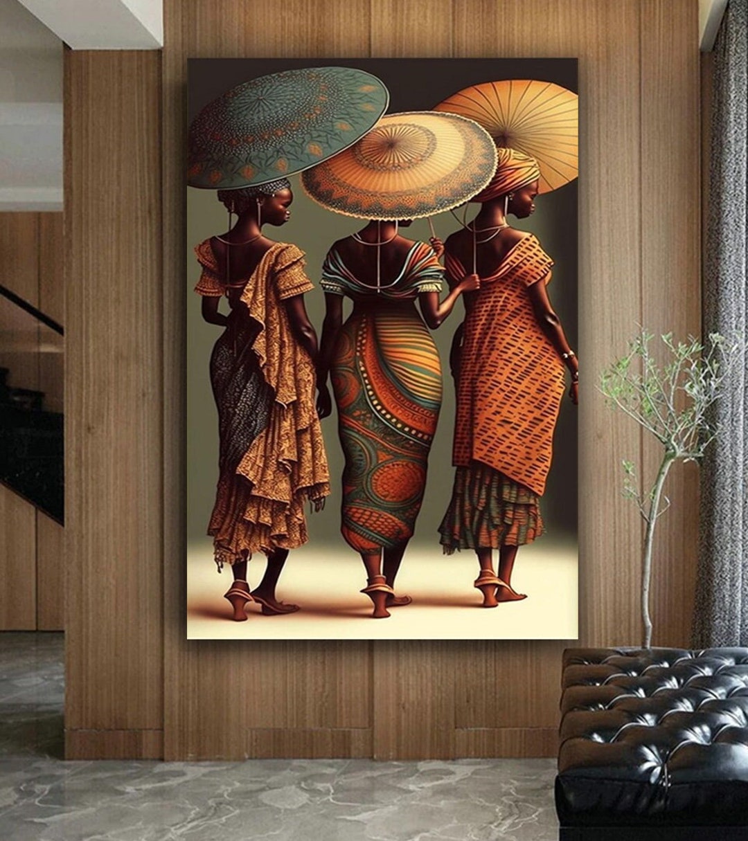 African Women Canvas Print, Ethnic Canvas, African Women With Umbrellas ...